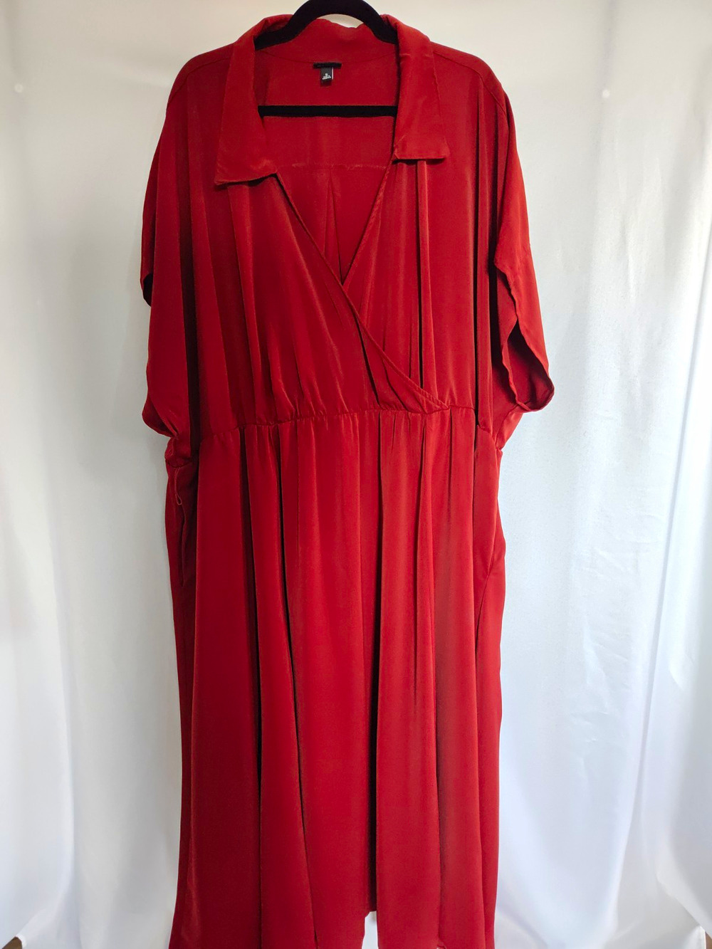 Torrid Women’s Orange Solid Wrap One-Piece Dress Roll Tab Sleeve 5XL